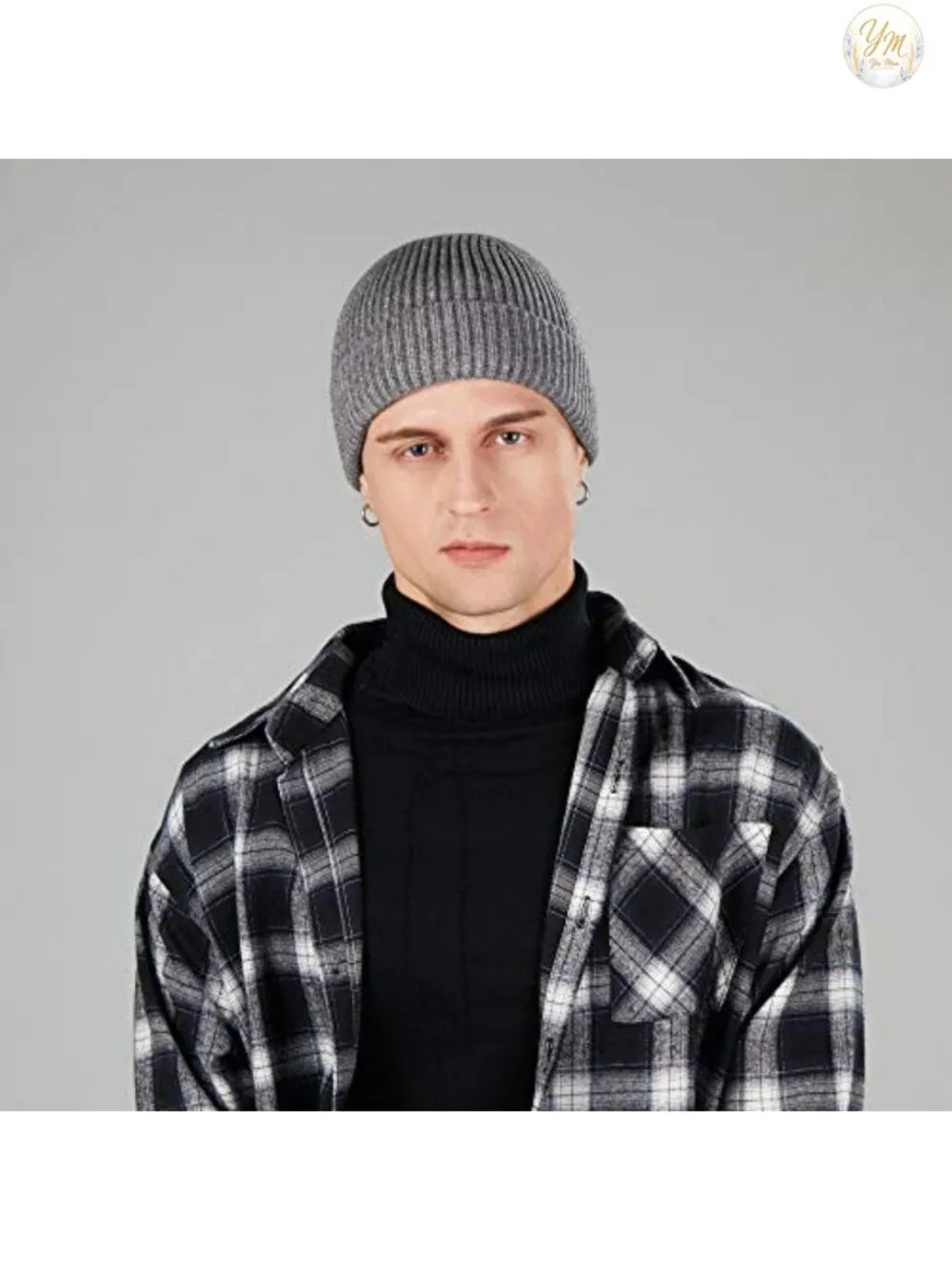 Wool Fisherman Beanie Knit Short Watch Cap Winter Warm Hat Cuffed Trapper Skull